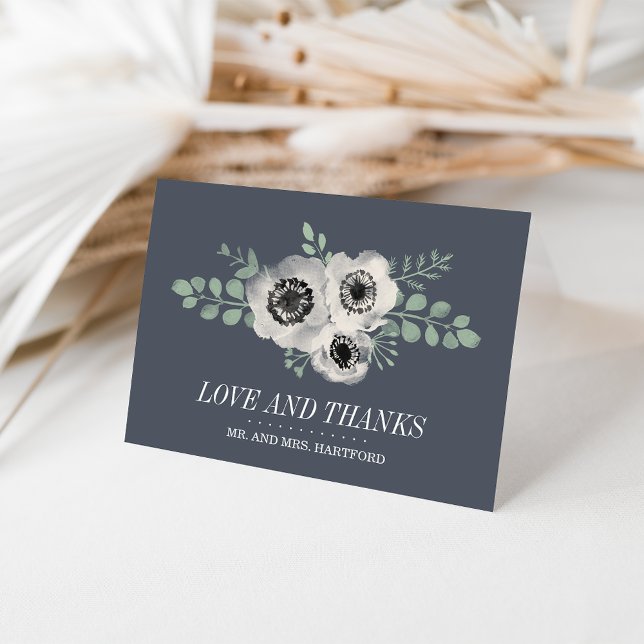 Anemone and Eucalyptus Floral Wedding Thank You Card (Creator Uploaded)