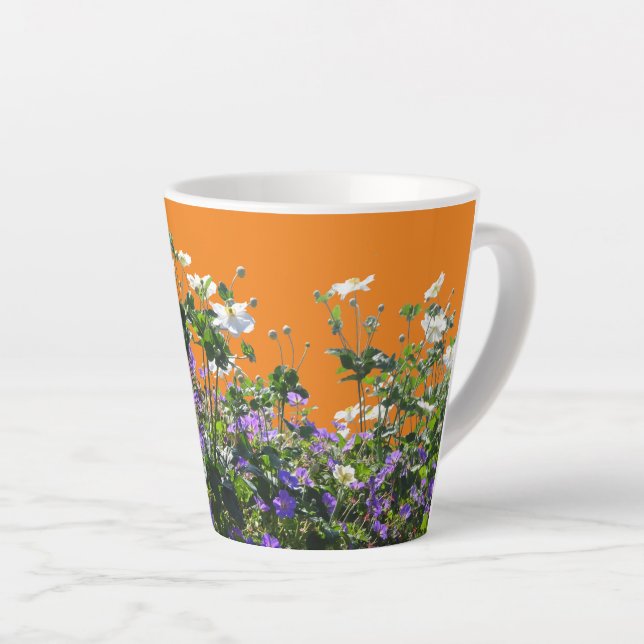 Anemone and Geranium Cust. Orange Latte Mug (Right Angle)