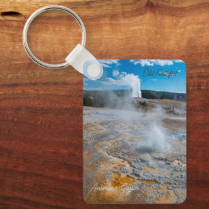 Anemone and Old Faithful Geysers Erupting Key Ring