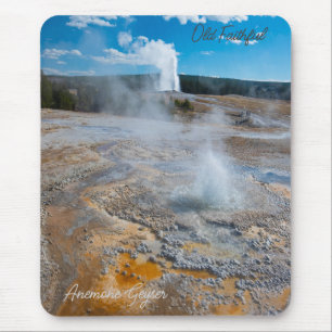Anemone and Old Faithful Geysers Erupting Mouse Pad