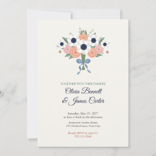 Anemone and Ranunculus Bouquet Wedding Invitation