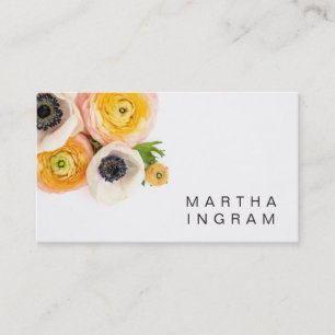 Anemone and Ranunculus Floral Design Photo Business Card