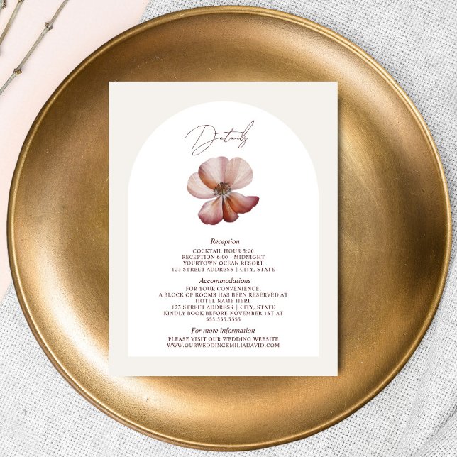 Anemone Arch Burgundy Wedding Details Enclosure Card (Creator Uploaded)