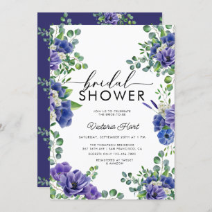 Anemone    Blue Bridal Shower Invitation