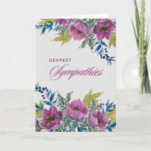 Anemone Blue & Pink Garland – Deepest Sympathies Card