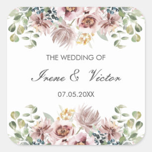Anemone Blush Dusty palette wedding personalised Square Sticker
