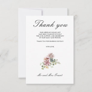 Anemone Blush Photo Floral Wedding Thank you Card