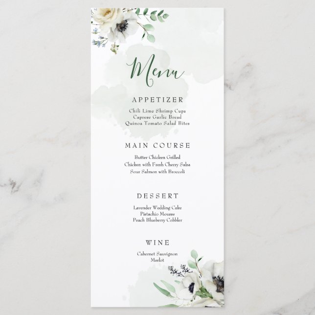 Anemone Bouquet Menu (Front)