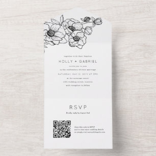 Anemone Bouquet Wedding All In One Invitation