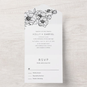 Anemone Bouquet Wedding All In One Invitation