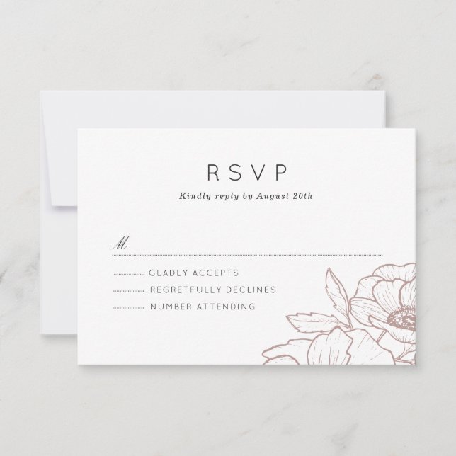 Anemone Bouquet Wedding RSVP Card (Front)