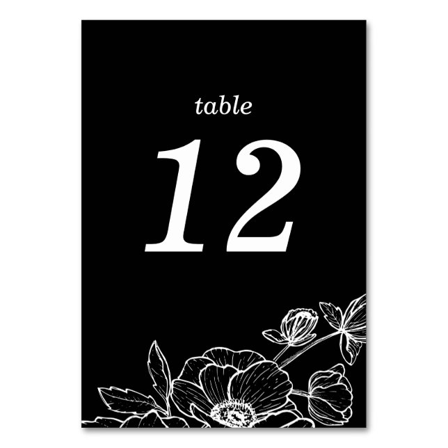 Anemone Bouquet Wedding Table Number (Front)