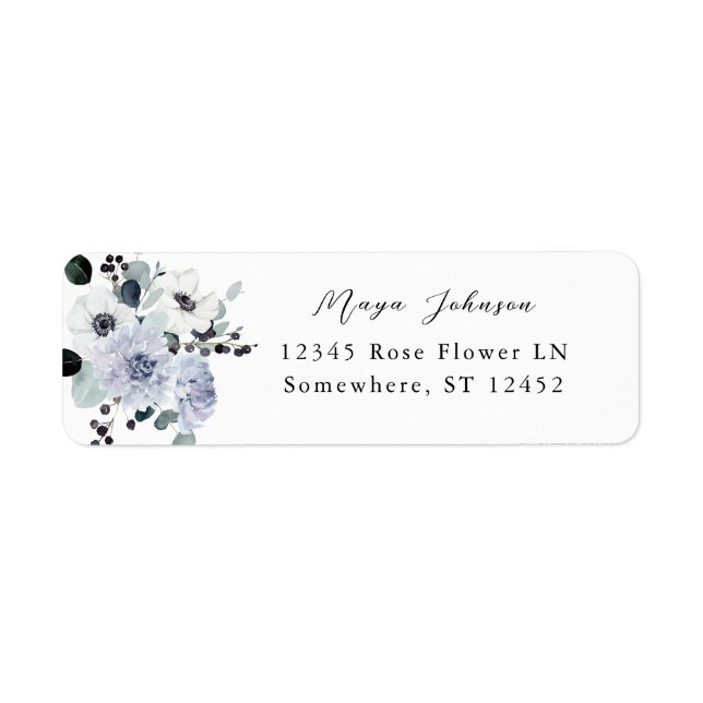 Anemone & Eucalyptus Winter Floral Return Address Label (Front)