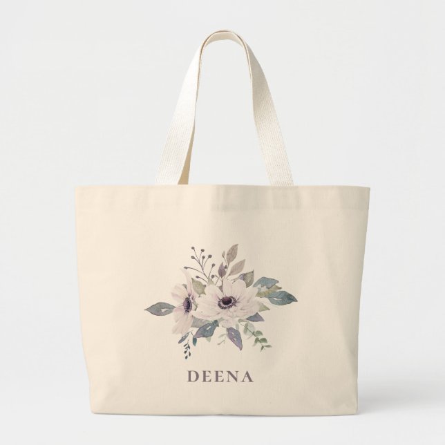 Anemone Floral Bouquet Personalised Large Tote Bag (Front)