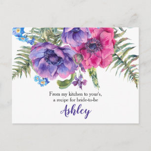 Anemone Floral Bridal Shower Recipe Card