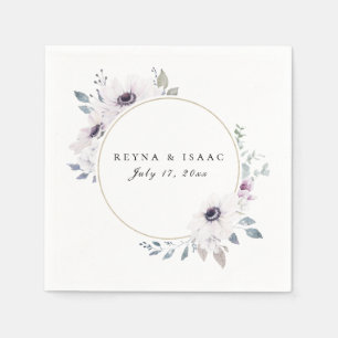 Anemone Floral Frame Personalised Paper Napkins