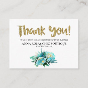 *~* ANEMONE FLORAL QR Logo THANK YOU Review AP8 Enclosure Card