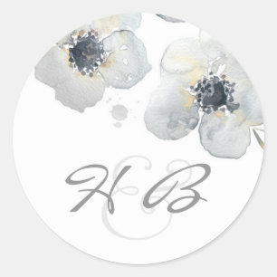 Anemone Floral Watercolor Vintage Wedding Classic Round Sticker