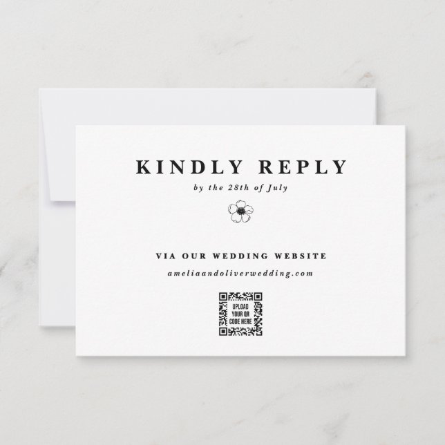 Anemone Flower Electronic QR Code Wedding Web Site RSVP Card (Front)