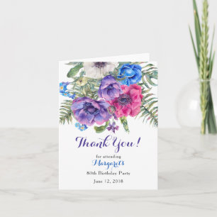 Anemone Flower Floral 80th Birthday Thank You Card