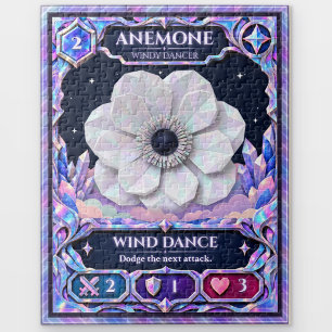 Anemone Flower, Rainbow Foil Art Jigsaw Puzzle