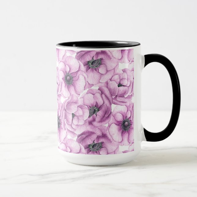 Anemone flowers watercolor pattern mug (Right)