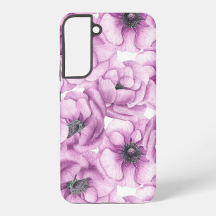 Anemone flowers watercolor pattern samsung galaxy case