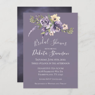 Anemone Garden Cream Purple Boho Bridal Shower Invitation