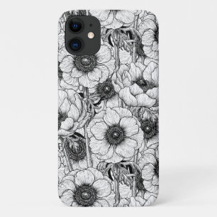 Anemone garden in black and white iPhone 11 case