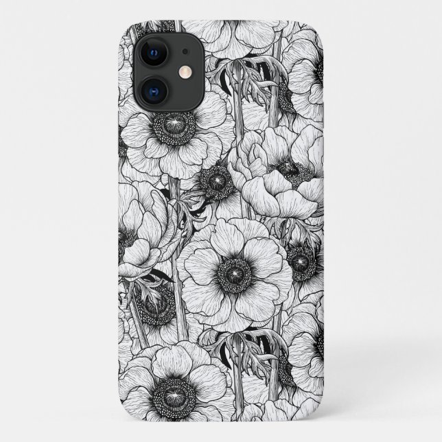 Anemone garden in black and white Case-Mate iPhone case (Back)