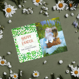 Anemone Green Family Photo Happy Easter Holiday Card