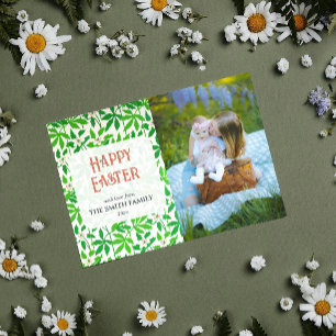 Anemone Green Family Photo Happy Easter Holiday Card