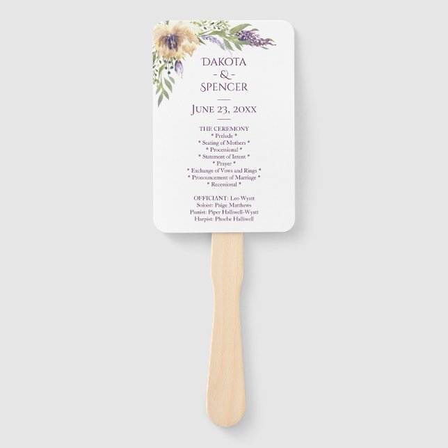 Anemone Greenery Floral Chic Boho Wedding Ceremony Hand Fan (Front)