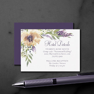 Anemone Greenery   Floral Purple Boho Hotel Detail Enclosure Card
