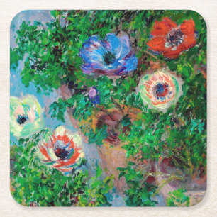 Anemone, Monet Square Paper Coaster
