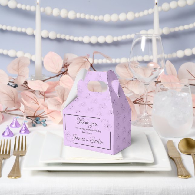 Anemone on Light Lilac Favour Box (Wedding)