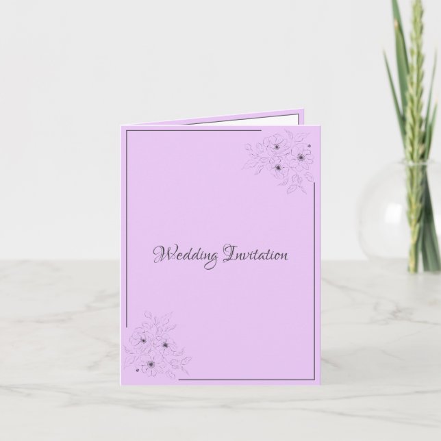Anemone on Light Lilac Folded Invitation (Front)