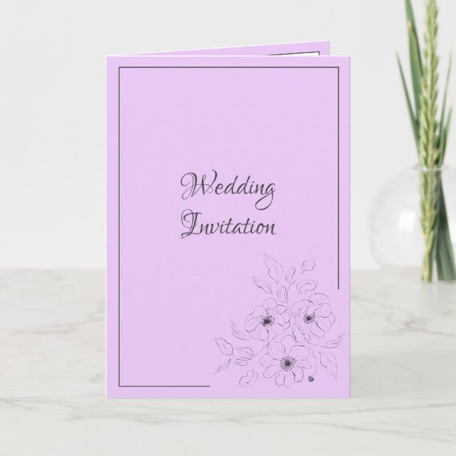 Anemone on Light Lilac Invitation (Front)