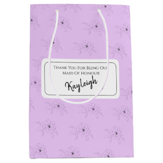 ~Anemone On Light Lilac Medium Gift Bag