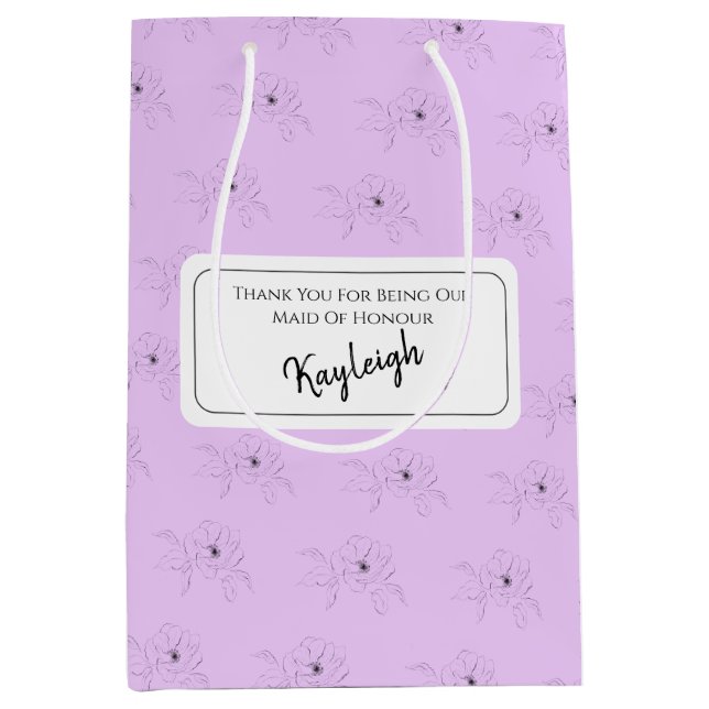~Anemone On Light Lilac  Medium Gift Bag (Front)