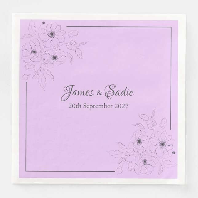 Anemone on Light Lilac  Napkin (Front)
