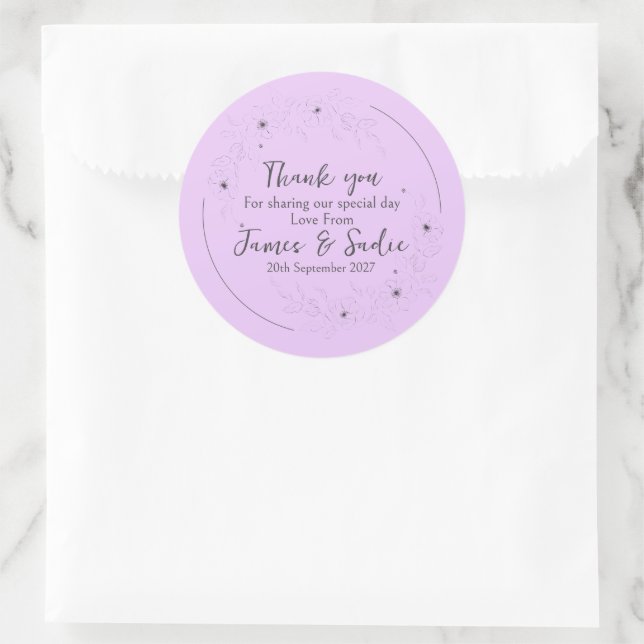 Anemone on Light Lilac  Round Sticker (Bag)