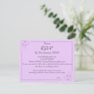 Anemone on Light Lilac RSVP With QR Code Enclosure Card