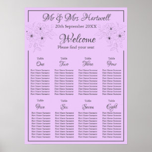 Anemone on Light Lilac Seating Chart~ Poster