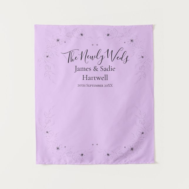 Anemone on Light Lilac Wedding Backdrop Tapestry (Front)