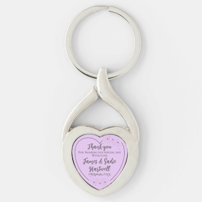 Anemone on Light Lilac Wedding Favor Key Ring (Front)