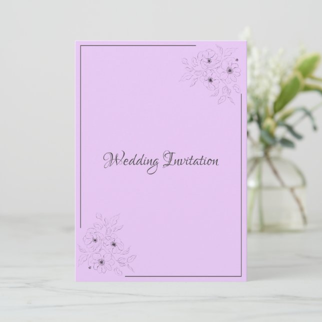 Anemone on Light Lilac Wedding Invitation (Standing Front)