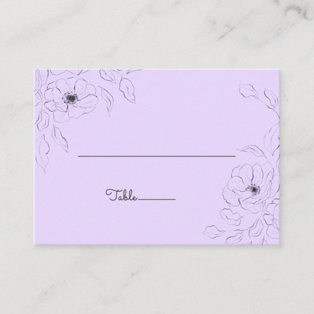 Anemone on Pale Lavender Flat Place Card (Front)