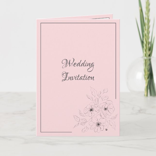 Anemone on Pale Rose Invitation (Front)