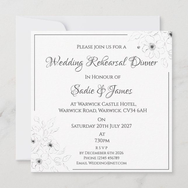 Anemone on White Invitation (Front)